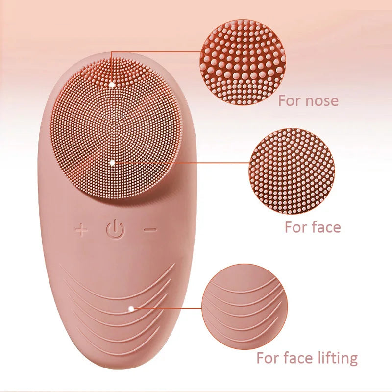 Mini Silicone Face Scrubber Brush Vibration Acne Facial Cleaner 