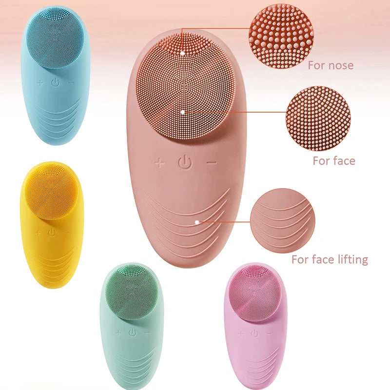 Mini Silicone Face Scrubber Brush Vibration Acne Facial Cleaner 